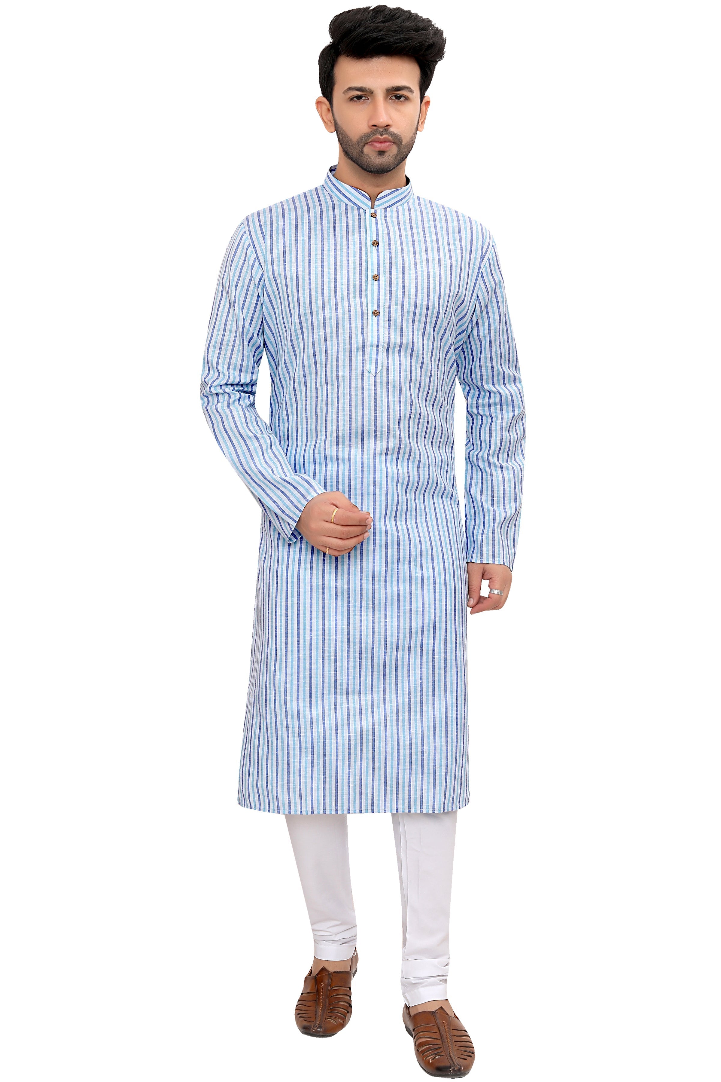 Linen Kurta for Men - Multicolor | KPKMTSBL42