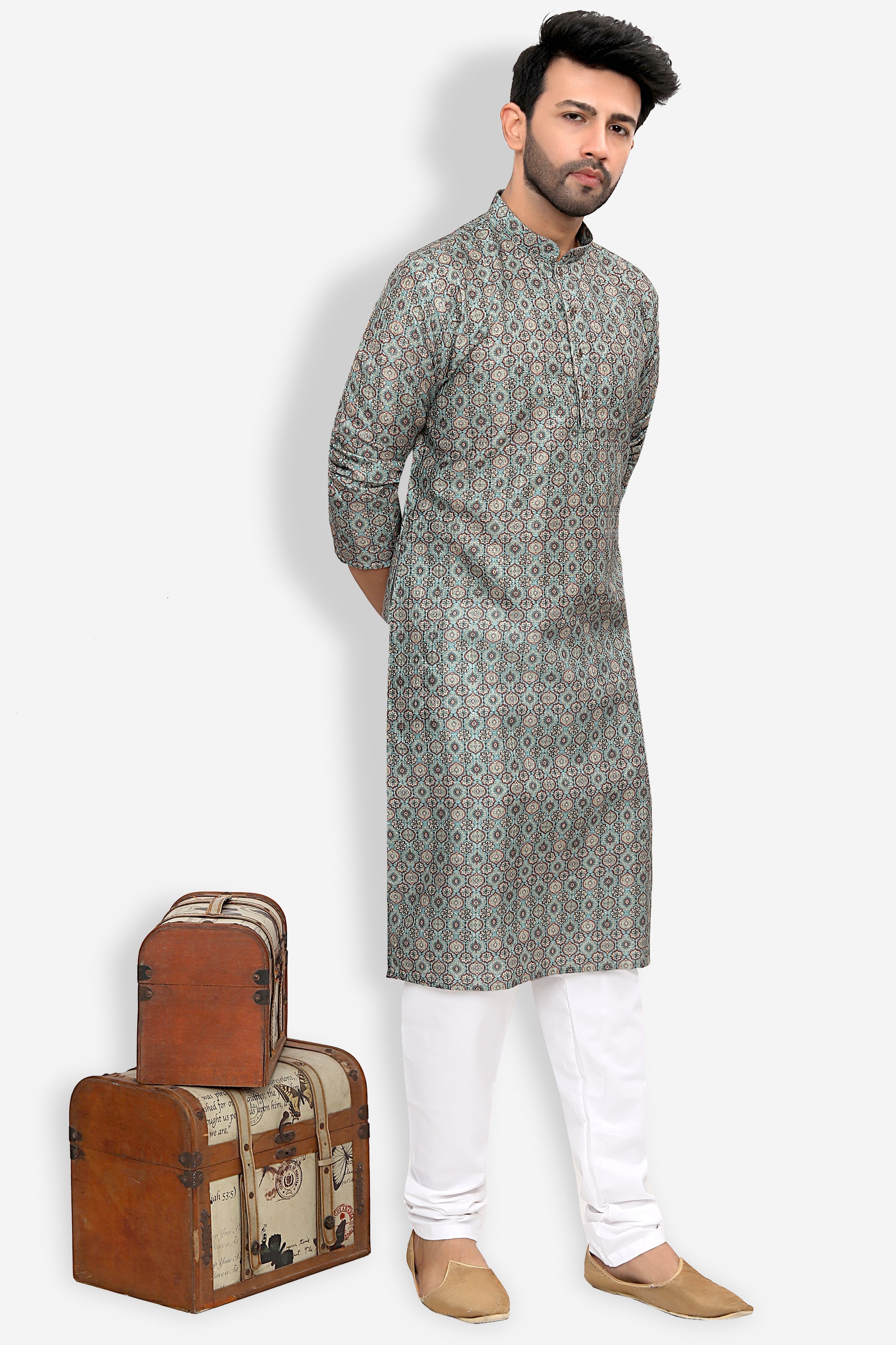 Silk Kurta for Men - Green | KPPDSDGR40