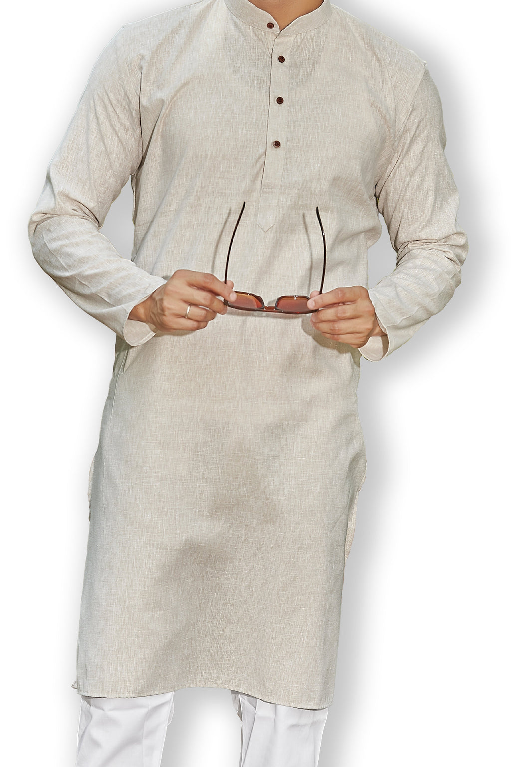 Cotton Kurta for Men - Beige | KPSRLSBE38