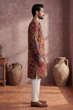 Viscose Rayon Multi Abstract Printed Calf Length Straight Kurta MKU1983
