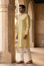 Yellow Viscose Rayon Embroidered Straight Kurta MKU1669