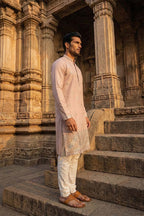 Lavender Silk Blend Embroidered Straight Kurta MKU2094