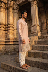 Lavender Silk Blend Embroidered Straight Kurta MKU2094