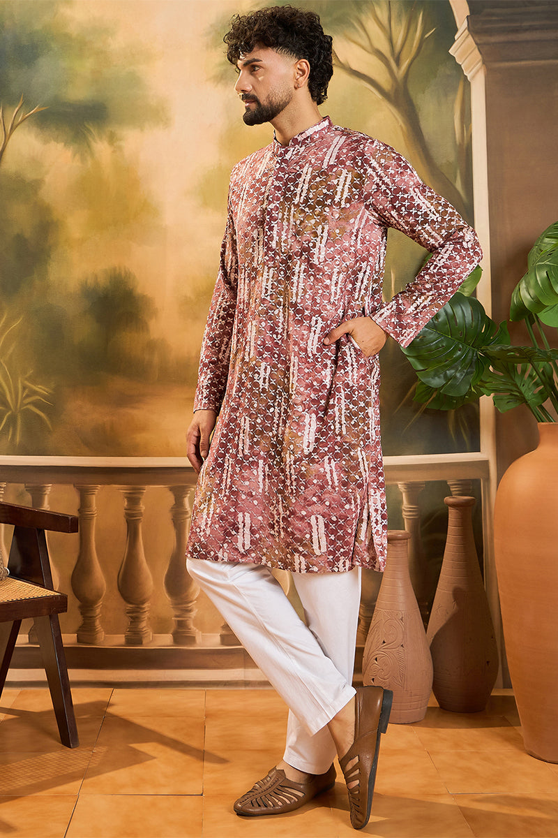 Brown Viscose Rayon Embroidered Straight Kurta MKU1476