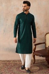 Green Rayon Embroidered Solid Straight Kurta MKU2186