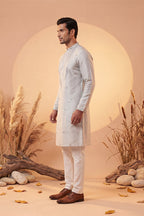 Grey Silk Blend Solid Emboidered Sequins Kurta With Trouser MKSET2280