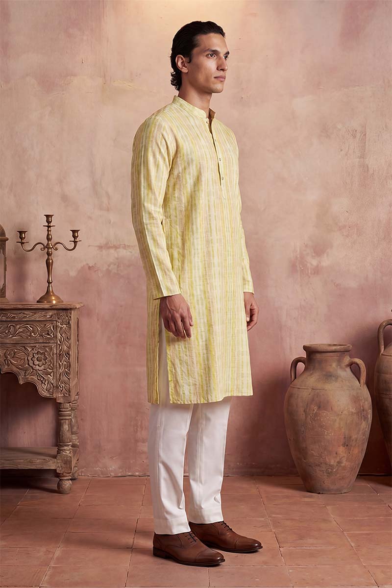 Multi Silk Blend Abstract Printed Kurta With Trousers MKSET2255