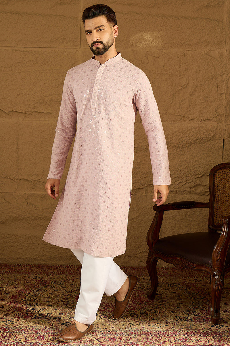Purple Viscose Rayon Solid Embroidered Straight Kurta MKU1061