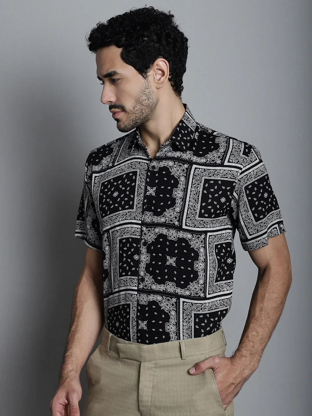 Black Rayon Solid Shirts for Men | DesiQlo India
