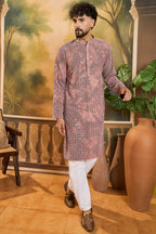 Brown Viscose Rayon Shibori Embroidered Straight Kurta MKU1484
