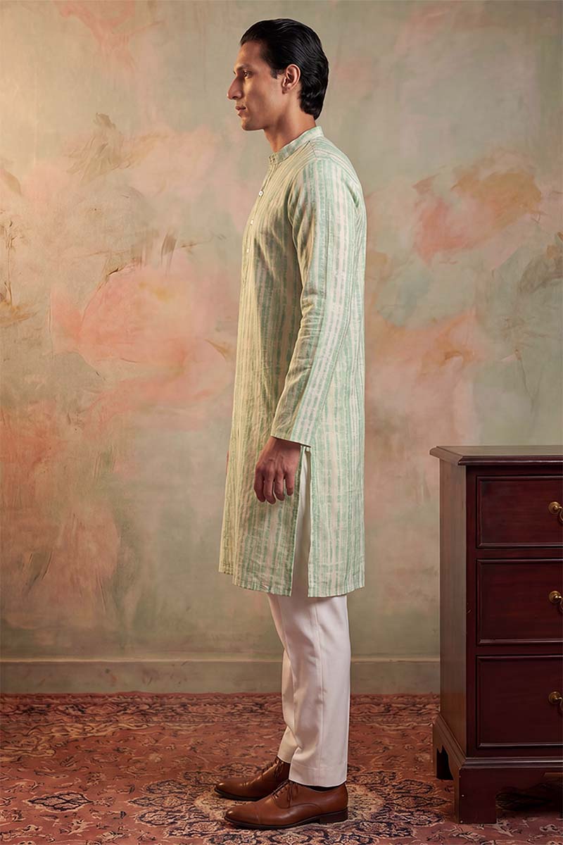 Multi Silk Blend Abstract Printed Kurta With Trousers MKSET2251