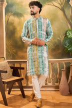 Green Viscose Rayon Batik Printed Straight Kurta MKU1480