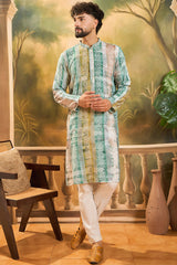 Green Viscose Rayon Batik Printed Straight Kurta MKU1480