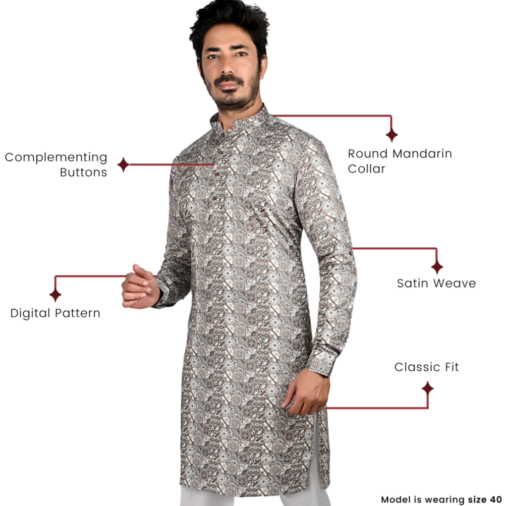 Cotton Kurta for Men - Brown | KUPR12401B