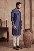Blue Jacquard Woven Design Straight Kurta MKU2227