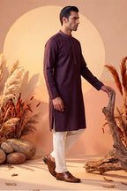 Purple Silk Blend Woven Design Straight Kurta MKU1835