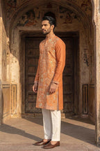 Peach Viscose Rayon Embroidered Straight Kurta MKU2169