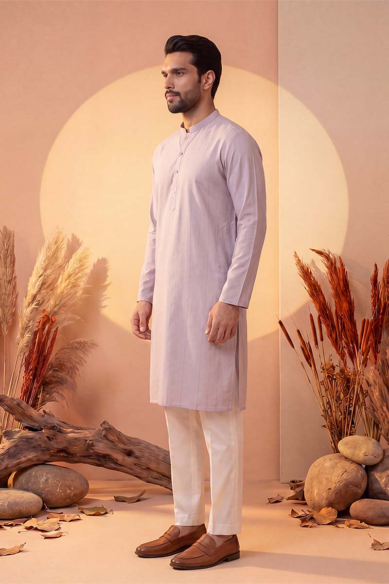 Lavender Silk Blend Solid Solid Kurta MKU2219
