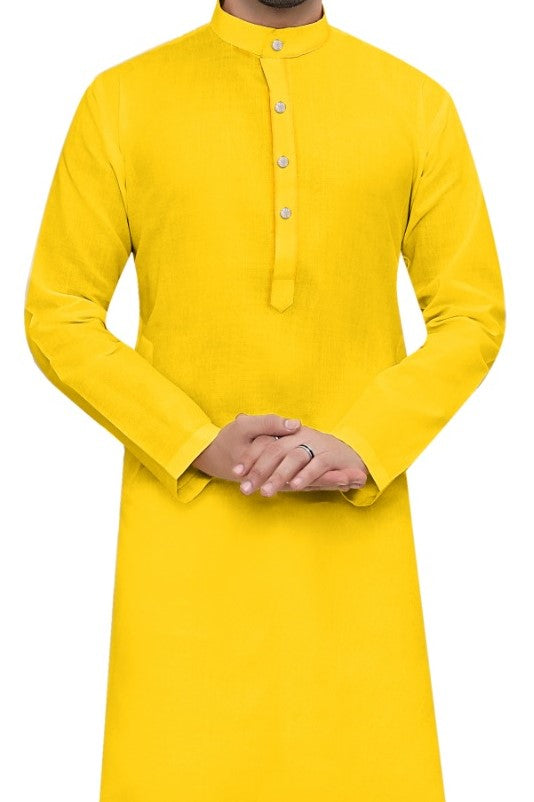 Cotton Kurta for Men - Yellow | KPSGSHAL36