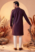 Purple Silk Blend Woven Design Straight Kurta With Trouser MKSET1835