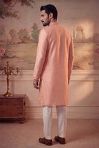 Peach Viscose Rayon Solid Embroidered Kurta MKU2092