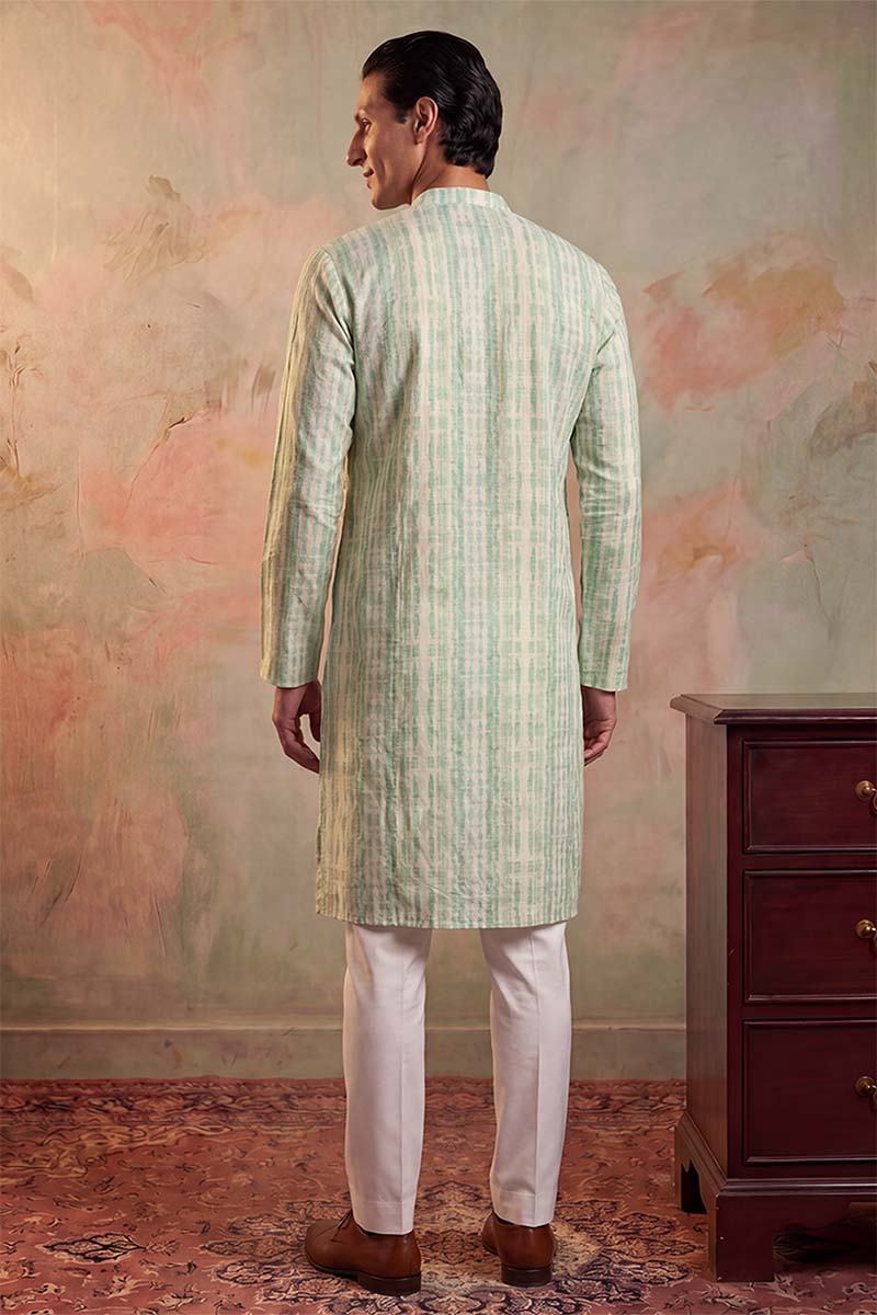 Multi Silk Blend Abstract Printed Kurta With Trousers MKSET2251