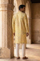 Yellow Viscose Rayon Embroidered Straight Kurta MKU1669