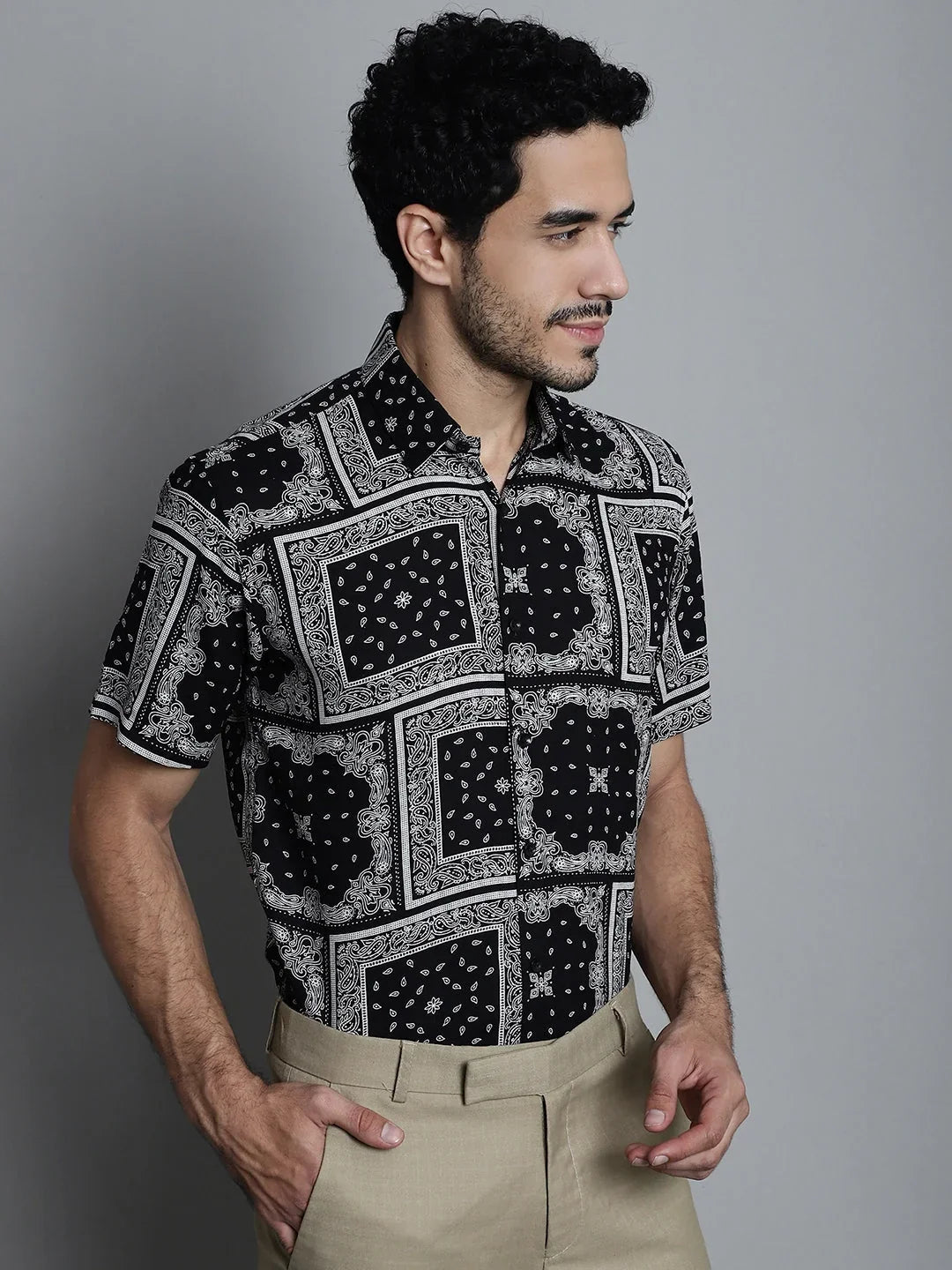 Black Rayon Solid Shirts for Men | DesiQlo India