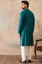 Turquoise Blue Rayon Embroidered Solid Straight Kurta MKU2184