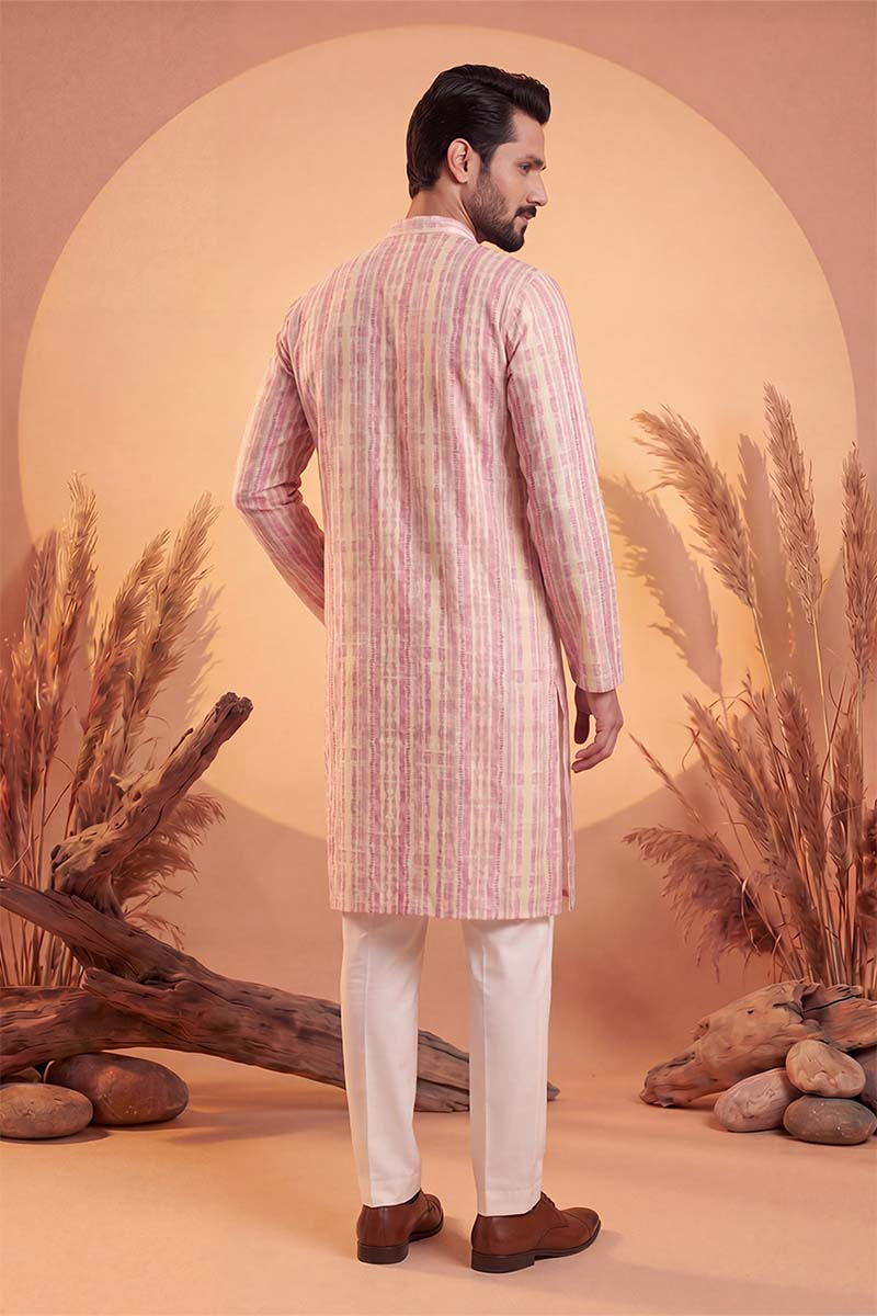 Multi Silk Blend Abstract Printed Kurta With Trousers MKSET2257