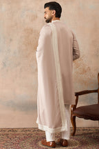 Beige Silk Blend Solid Embroidered Kurta Trouser With Dupatta MKPD1042