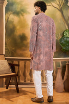 Brown Viscose Rayon Shibori Embroidered Straight Kurta MKU1484