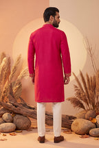 Pink Silk Blend Solid Emboidered Straight Kurta With Trouser MKSET2315