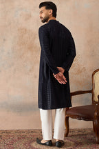 Blue Rayon Embroidered Solid Straight Kurta MKU2189