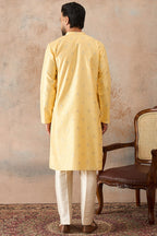Yellow Silk Blend Floral Straight Kurta MKU2216