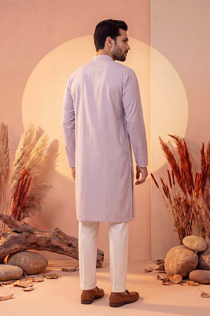 Lavender Silk Blend Solid Solid Kurta With Trousers MKSET2219