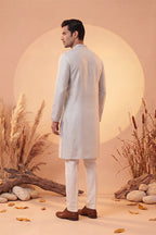 Grey Silk Blend Solid Emboidered Sequins Kurta With Trouser MKSET2280