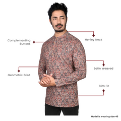 Cotton Short Kurta for Men - Multicolor | SKRB12510O