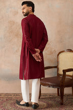 Maroon Rayon Embroidered Solid Straight Kurta MKU2188