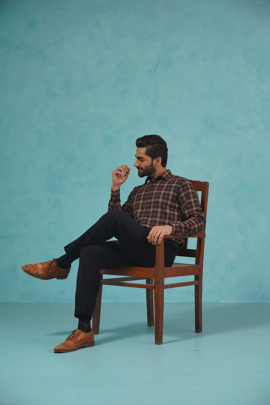 Checked Formal Shirt-SF-900Brown