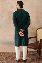 Green Rayon Embroidered Solid Straight Kurta MKU2186