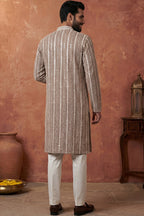 Brown Rayon Blend Embroidered Solid Kurta MKU2178