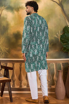 Green Viscose Rayon Embroidered Straight Kurta MKU1477