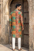 Multi Silk Blend Printed Straight Kurta MKU2077