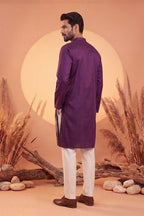 Violet Silk Blend Solid Embroidered Kurta MKU2104