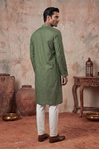Green Silk Blend Solid Emboidered Sequins Kurta With Trouser MKSET2276