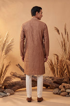 Brown Jacquard Woven Design Straight Kurta MKU2343