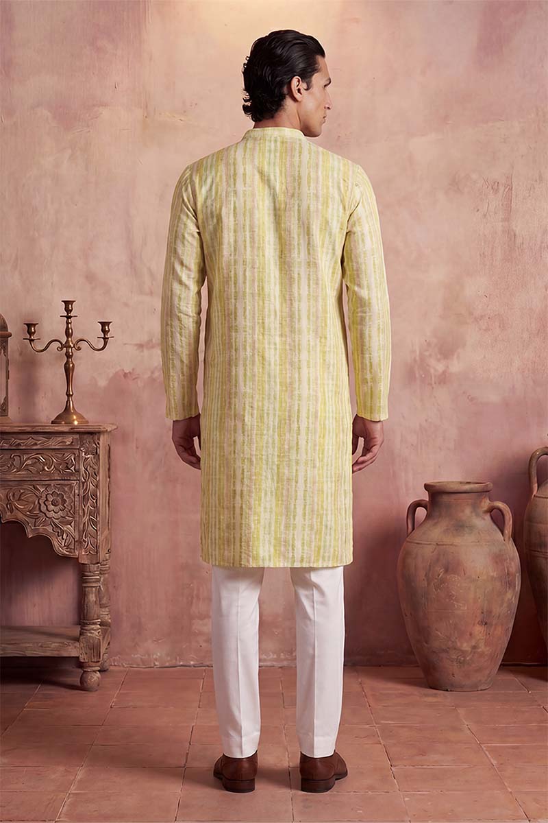Multi Silk Blend Abstract Printed Kurta With Trousers MKSET2255