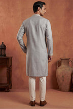Blue Silk Blend Solid Embroidered Kurta With Trousers MKSET2175