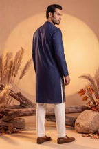 Blue Silk Blend Solid Embroidered Kurta MKU2065